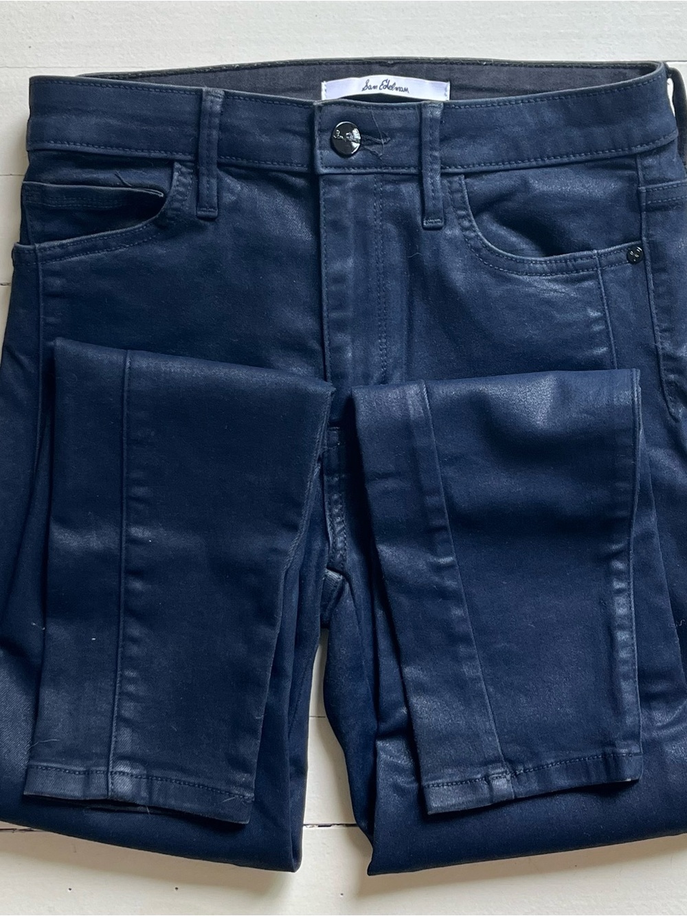 Sam Edelman Stiletto High Rise Skinny Coated Jeans Dark Navy 27